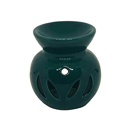 Ceramic Glossy Aroma Burner Tealight Burner for Home, Office and Spa Witn One Tealight (Height : 10 Cms.) Color : Green