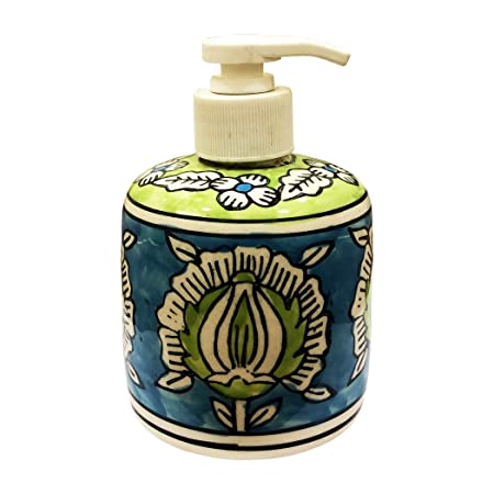 Handcrafted Ceramic handwash Liquid soap Dispenser/Shampoo Dispenser/Gel Dispenser for Bathroom, Kitchen (Height: 5.5 Inches.)