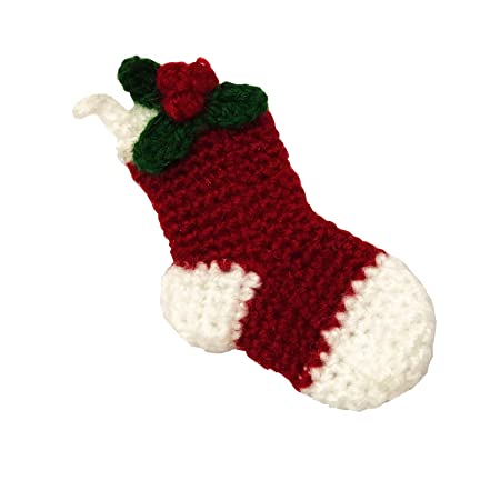 Handcrafted Crochet Reusable Christmas Holly Stocking Christmas Stocking