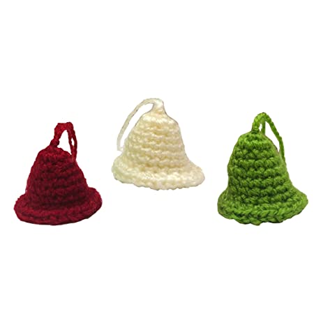 Handcrafted Eco-Friendly Reusable Mini Crochet Bells for Christmas Decor/Home Decor Ornamental Bells (Pack of 3)