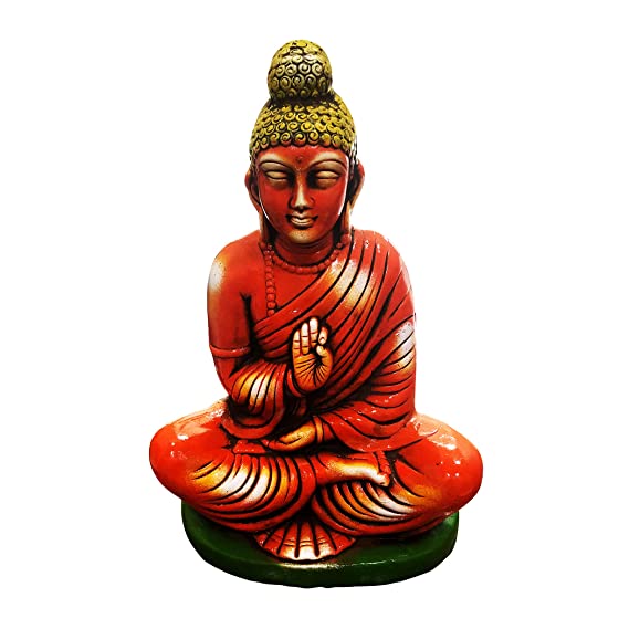 Handcrafted Terracotta Earthenware Lord Buddha Idol Statue for Home Decor, Living Room Decor , Garden Decor(Height : 15.5 Inches) (Multicolor)
