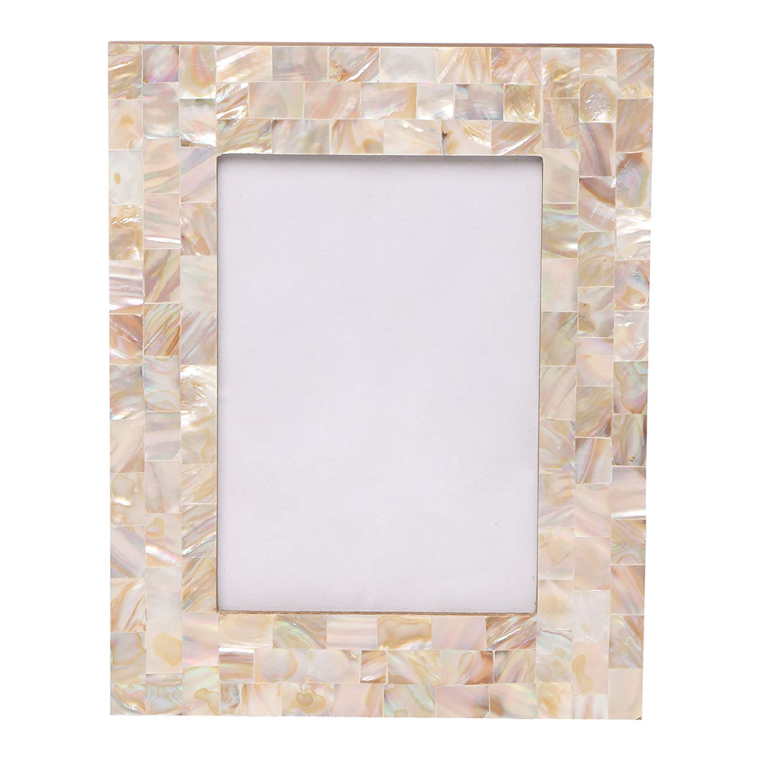 Handcrafted Mother of Pearl Table Photo Frame for Home Decor, Table Decor, Gifting Purpose (4x6 Inches Photo Size, White)