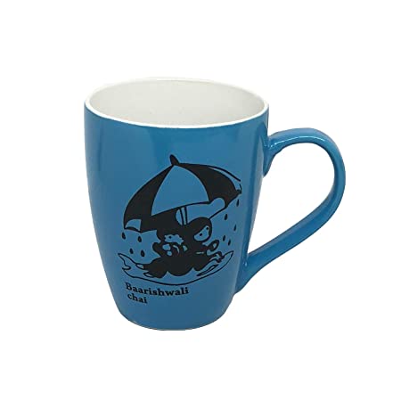 Glossy Funny Quotes Printed Ceramic Tea and Coffee Mug/Milk Mug (Blue) (H:4 Inches)