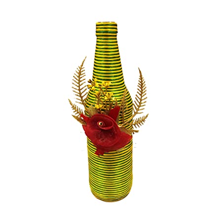 Glass Handcrafted Decorative Flower Vases (Standard, Yellow, Green)