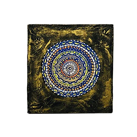 Handcrafted Ceramic Art On Wood Base Wall Hanging for Home Decor/Wall Decor/Wall Hanging (Color: Multi) (Size:6 Inches.x6 Inches.)