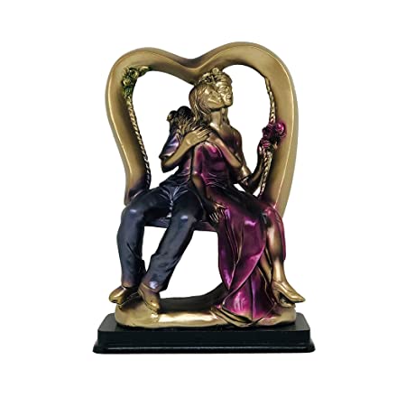 Resin Craft Loving Heart Couple Statue Figurine Showpiece for Home Decor | Table Decor | Gifting Ideas (Height : 22 Cms.)
