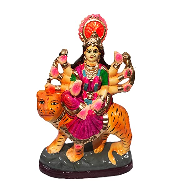 10 Inches Handcrafted Terracotta/Earthen Clay Maa Durga Idol Religious Idol