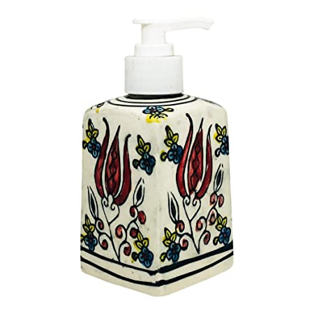Handcrafted Ceramic handwash Liquid soap Dispenser/Shampoo Dispenser/Gel Dispenser for Bathroom, Kitchen (Height:5.5 Inches.)