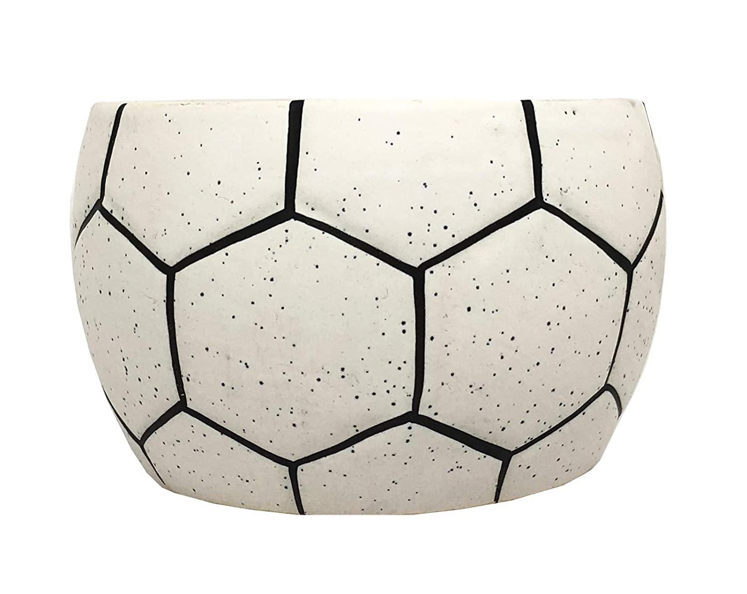 Football Shape Handcrafted Ceramic Pots Ceramic Planter for Indoor Plants/Planters,Home Decor,Garden Decor,Office Decor,Decorative Succulent Pot (Color: White)(L:15 cm, W:15 cm, H:10 cm)