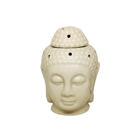 Electric Ceramic Buddha Aroma Oil Diffuser, Oil Burner for Home, Office and Spa (Height : 6 Inches.) Color : Off White