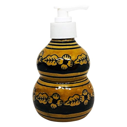  Handcrafted Ceramic handwash Liquid soap Dispenser/Shampoo Dispenser/Gel Dispenser for Bathroom, Kitchen (Height:5.5 Inches)