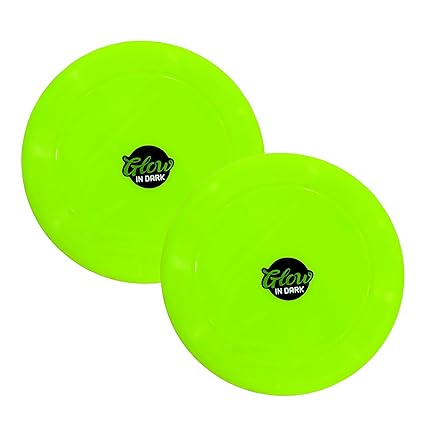 20 cm Diameter; Glow in The Dark Flexible Toy Frisbee Disc - Set of 2