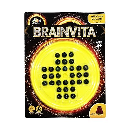 Brainvita Game Toy for Kids Brain Development with Velvet Pouch and 33 Marbles