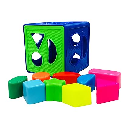 Shapes Sorter Cube with 9 Pcs. Blocks, Activity, Learning and Educational Toys for Kids and Toddlers - Multi Color