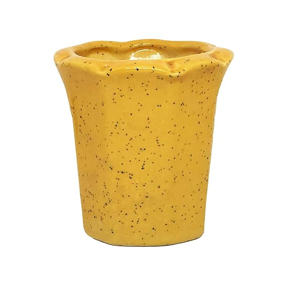  Flower Shape Handcrafted Ceramic Pots Ceramic Planter for Indoor Plants/Planters,Home Decor,Garden Decor,Office Decor,Decorative Succulent Pot (Color: Yellow)(L:9cm, W:9 cm, H:9 cm)