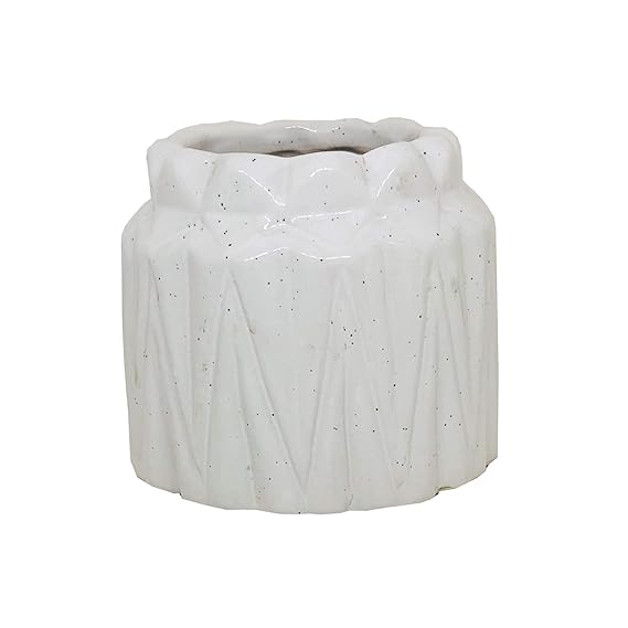  Ceramic Pots Ceramic Planters for Indoor Plants Planters, Home Decor, Garden Decor, Office Decor, Decorative Succulents Pot (Color: White)(L:12 cm, W:12 cm, H:11 cm)