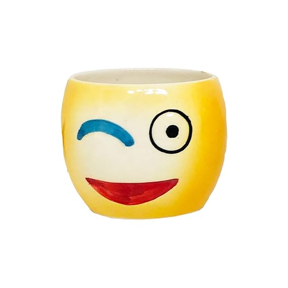 Glossy Smiley Ceramic Pots Ceramic Planters for Indoor Plants/Planters,Home Decor,Garden Decor,Office Decor,Decorative Succulents Pot (Color: Yellow)(L:10 cm, W:10 cm, H:8 cm)