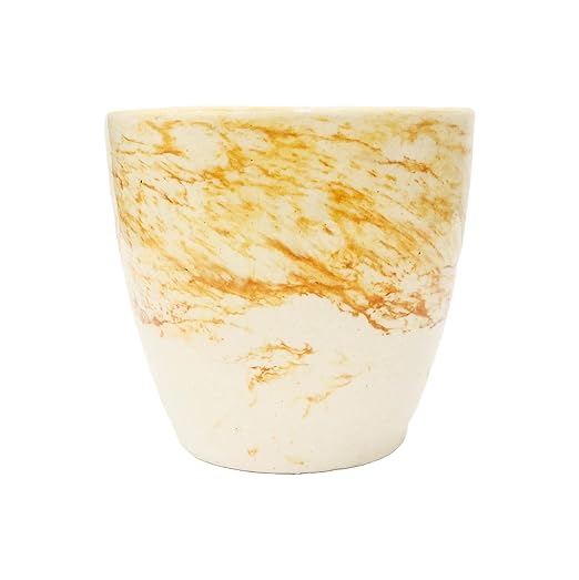  Ceramic Pots, Plant Containers for Home and Garden Decor (Size: 4X4 Inches, Glossy Finish) (Yellow White)