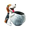  Resin Dog with Football Succulent Planter Pot (Plant Not Included) with Drainage Hole for Home Office Decor, Multicolour, Size : 4 Inches.