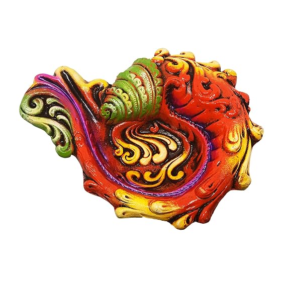  Handmade Handpainted Terracotta/Earthen Clay Decorative Big Diwali Diya/Tealight for Dipawali Pooja/Puja (Size[LxWxH(in Cms.)]-16x19x6)