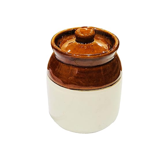 Handpainted Ceramic Multi-Utility Jars, Barni for Chutney & Pickle, Dining Table Storage Container (Capacity : 300 ML) (Pack Of 2)
