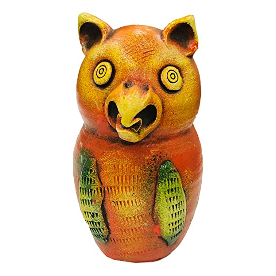 Handcrafted Terracotta Money Bank, Coin Holder, Piggy Bank, Mitti Ki Gullak, Coin Box, Money Box - Gift Items for Kids and Adults (Shape : Owl) (Multicolor)