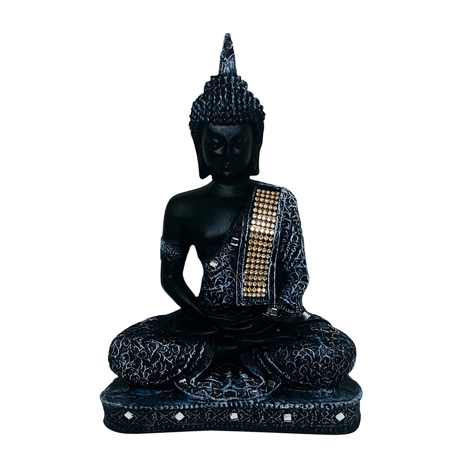Resin Lord Buddha Sitting Statue for Home Decor ( Blue & Black, 1 Pc. ) (BStatue-DarkBlue) 