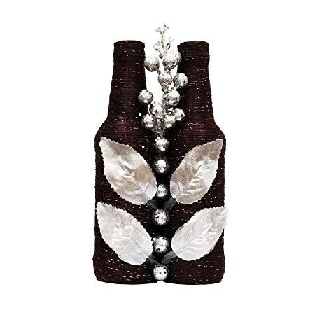Handcrafted Decorative Arts & Crafts Glass Flower Vases for Living Room Decoration/Home Decor, 23x6x12cm (Brown, Silver)