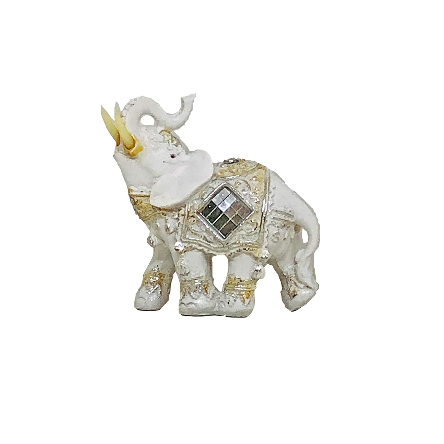 Resin Craft Feng Shui Bejeweled Trunk Up Mini Elephant Figurine Showpiece for Home Decor | Table Decor | Gifting Ideas | Housewarming Gifts (Height : 10 Cms.) 