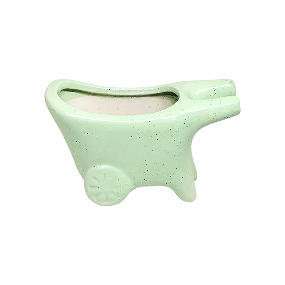 Glossy Cart Shaped Ceramic Pots Ceramic Planters for Indoor Plants/Planters,Home Decor,Garden Decor, Decorative Succulents Pot (L:16 Cms; W:7.5 Cms; H:9 Cms.) (Green)