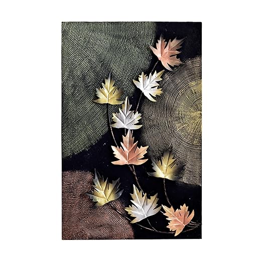 Wrought Iron Wall Art Masterpiece For Home Decor (Size: 14x1.5x22 inches, Multicolor) (Metallic Leaves Wall Art)