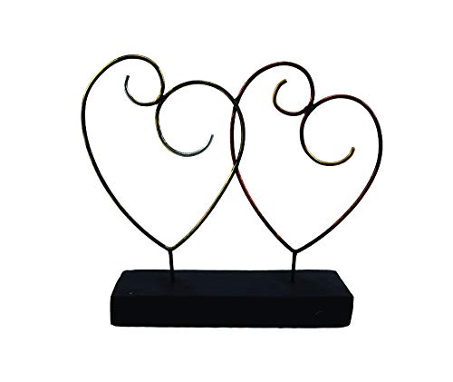 Handcrafted Wrought Iron Table Top Showpiece for Home Decor (Black, Rust-Free, Metal) (Heart)