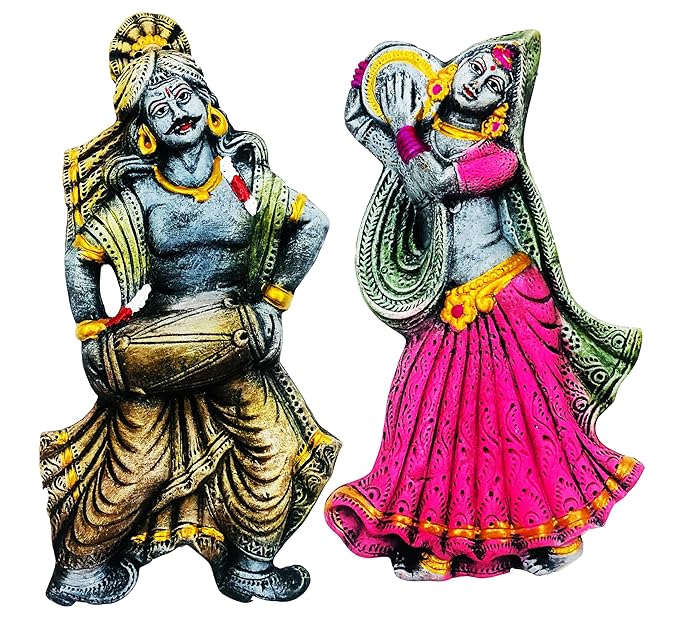  Handcrafted Terracotta Earthenclay Dancing Couple Wall Hanging for Diwali Home Decor,Garden Decor,Office Decor (Size : 12.5 Inches.) (Multicolor)