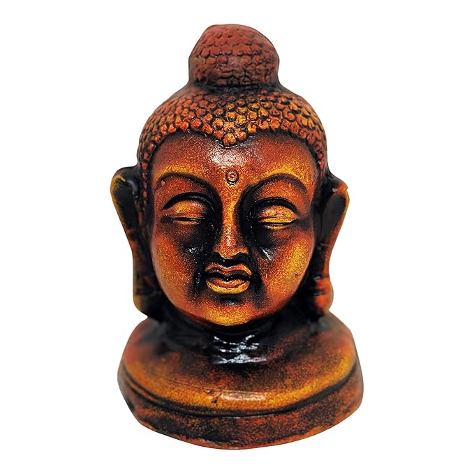  Handcrafted Terracotta Earthenware Buddha Face for Garden Decoration, Home Decor, Living Room Decor (Size : 4.7 Inches x 4.7 Inches. x 6.7 Inches.) (Brown)