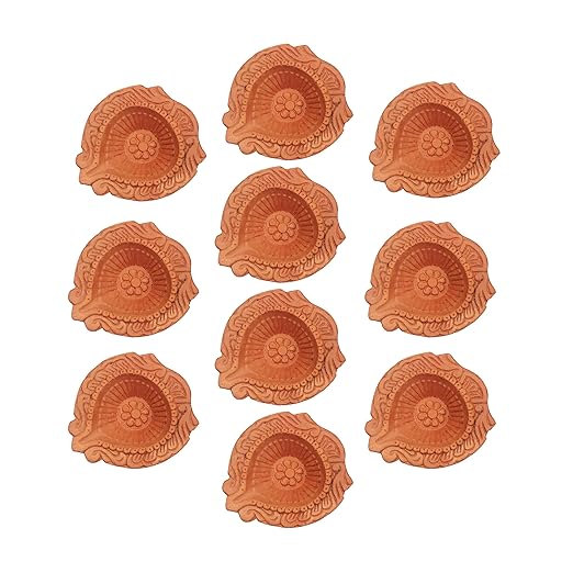 Handcrafted Terracotta Earthen Clay Small Diwali Diya, Tealight Holder, Oil Lamp for Dipawali Pooja/Puja - Pack of 10 (Size: 8x7x2 Cms.)