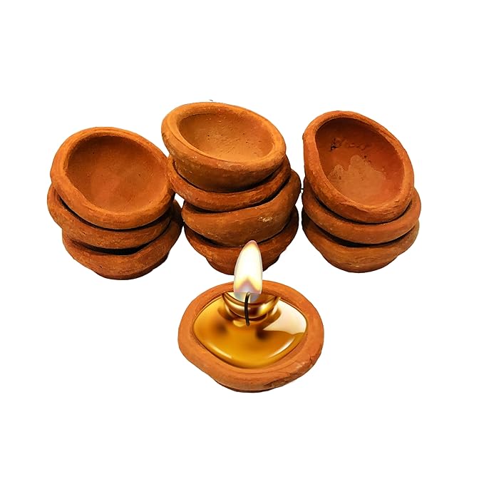  Terracotta Earthen Clay Small Decorative Diwali Diya, Puja Lamp for Home Decoration (Brown) (Size : 5 Cmx 4.5 Cmx 2 Cm) (Pack of 40)