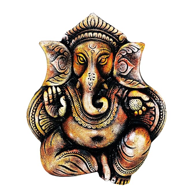  Handcrafted Terracotta Earthen Clay Ganesha Wall Hanging for Diwali Home Decor,Garden Decor,Office Decor (Size : 9 Inches.) (Brown)