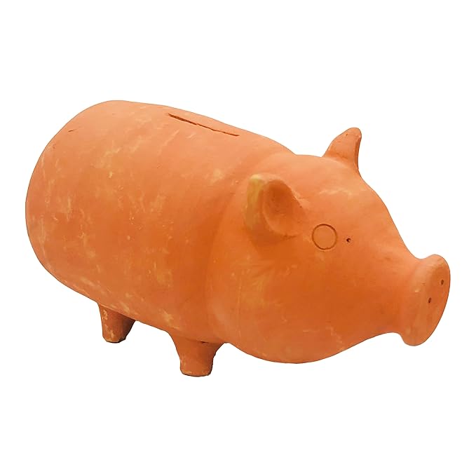  Handcrafted Terracotta Money Bank, Coin Holder, Piggy Bank, Mitti Ki Gullak, Coin Box, Money Box - Gift Items for Kids and Adults (Shape : Pig) (Terracotta)