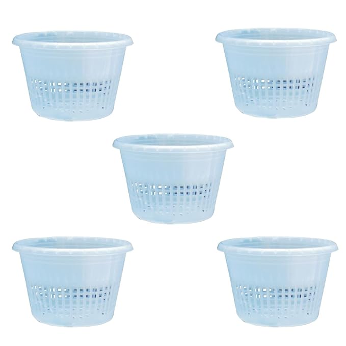 Garden Plastic Hydroponics Orchid Pots, Plastic Plant Containers Set (8.75 inches, Natural) (Clear - Set of 5)