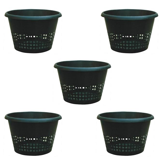 Garden Plastic Orchid Nursery Pots/Hydroponics Pots, Plastic Flower Pots, Plastic Plant Containers Set (8.75 inches, Color : Black, Pack of 5)