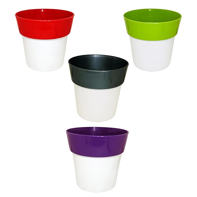 Garden Plastic Dual Color Cone Flower Pots, Modern Decorative Colourful Gardening Planter for House Plants & Nursery, Heavy Sturdy Quality (Size : 5.75 Inches.) (Muticolor - Combo2)