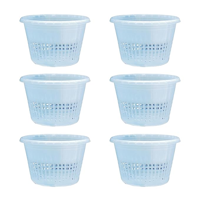  Garden Plastic Hydroponics Orchid Pots, Plastic Plant Containers Set (8.75 inches, Natural) (Clear - Set of 6)