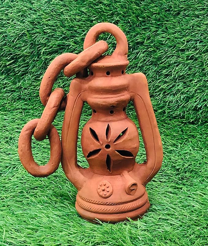 Decorative Traditional Clay Terracotta Lantern, 23 cms, Hanging Lantern for Home Decor and Garden Decor