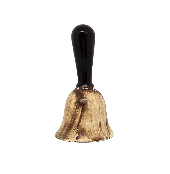  Ceramic Handcrafted Pooja Bell Ghanti, Worship Bell, Religious & Spiritual Gift Item - Dark Brown (Height : 15 Cms.)