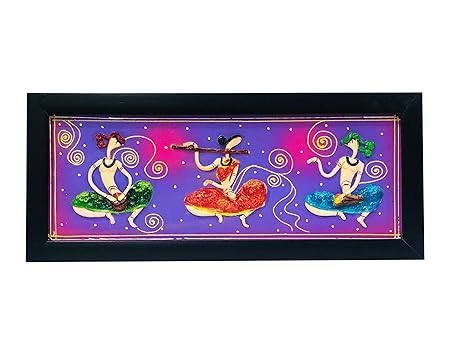 3D Tribal Musician For Home Decoration, Decorative Wall Hanging Framed, Wall Art For Office Decoration (Multicolor, Size : 47 Cms x 20 Cms.)