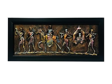 Tribal Wedding Painting For Home Decoration, Decorative Wall Hanging Framed, Wall Art For Office Decoration (Metallic, Size: 47 Cms x 20 Cms.)