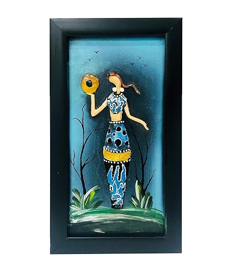  3D Lady Painting For Home Decoration, Decorative Wall Hanging Framed, Wall Art For Office Decoration (Multicolor, Size : 35 Cms x 20 Cms.)
