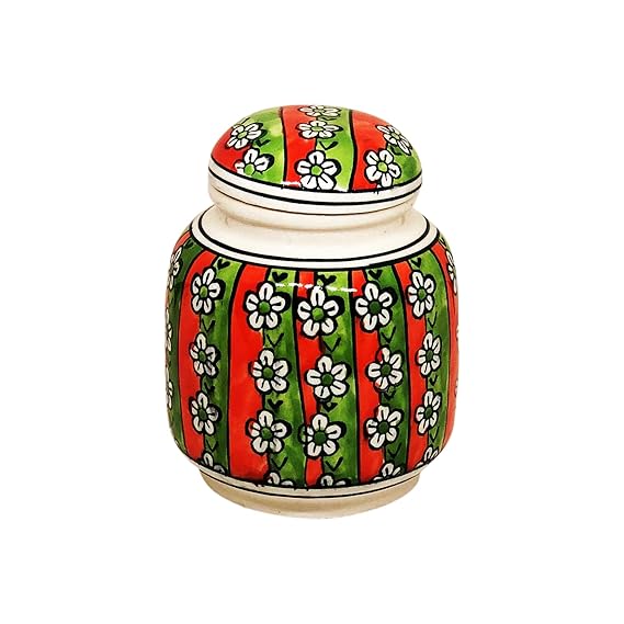 Handpainted Ceramic Multi-Utility Jars, Barni for Chutney & Pickle, Dining Table Storage Container (Capacity : 750 ML), Multicolor
