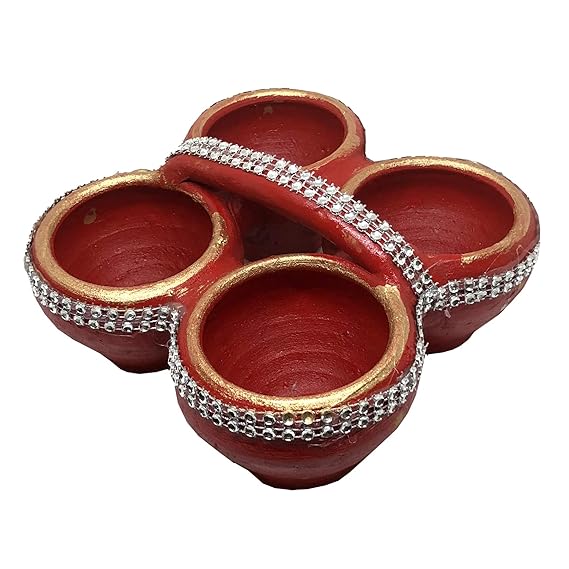 Terracotta Handmade Chopda for Puja/Pooja,Chopda for Khilona/Supari/Kalawa/Roli/Chaval/Multipurpose Use/Tilak Chopda Pooja Purpose - Size(LxWxH in Cms.) : 15.5x15.5x6