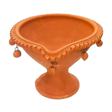 Terracotta Earthen Clay Traditional Akhand Diya for Pooja, Oil Lamp, Akhand Big Size Deepak, Diwali Diya (1 Liter Capacity)